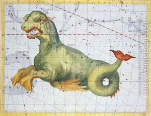 Constellation-Of-Cetus-The-Whale,-From-Atlas-Coelestis-By-John-Flamsteed-1646-1719,-Pub.-In-1729