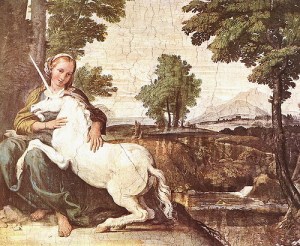 woman and unicorn